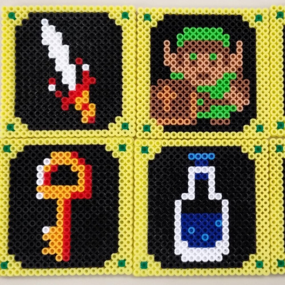 Zelda NES Inspired   Coasters / Perler bead coasters / Hama Beads / Fuse Beds .
